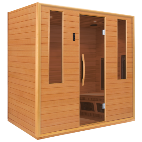 Cabine infrarouge, sauna infrarouge en bois de cèdre rouge pour 4 personnes, à 4 places - HGT RG Suite, Smaragd
