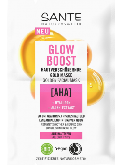 SANTE Masque de Beauté Glow Boost AHA + Acide Hyaluronique + Extrait d'Algue